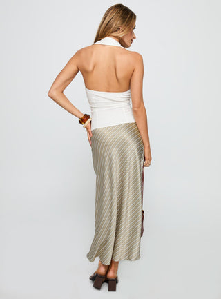 Mixed Signals Midi Skirt Brown Stripe