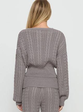 Baleigh Cable Knit Cardigan Grey