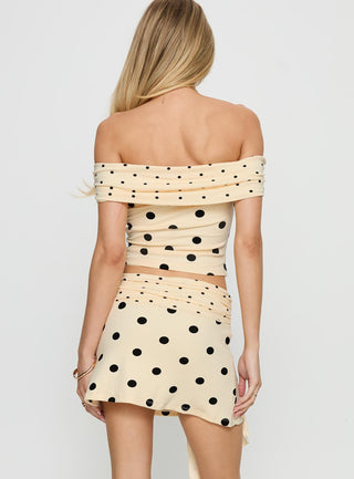 Porzia Wrap Detail Mini Skirt Cream  Polka Dot