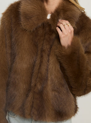 Dawnn Faux Fur Jacket Brown