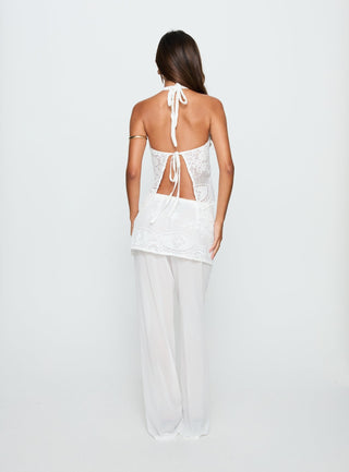 Claudie Layered Lace Straight Leg Pants White
