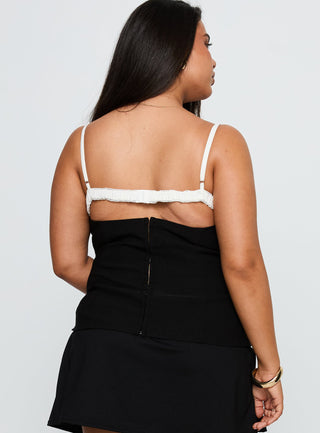 Renaissance Corset Lace Top Black  White Curve
