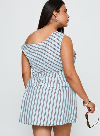 Gulliver Tie Side Mini Skort Blue  Maroon Stripe Curve