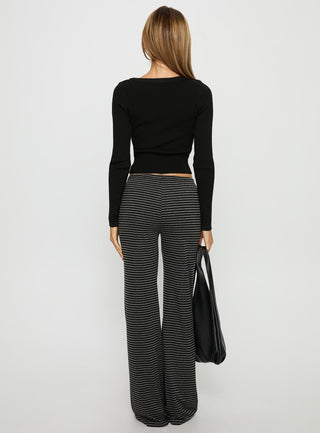 Alfreda Jersey Pants Grey  Black Stripe