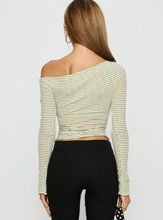 Synergies Long Sleeve Top Sage  White Stripe