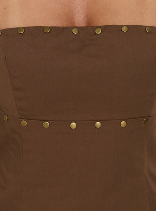 Starr Studded Strapless Top Brown