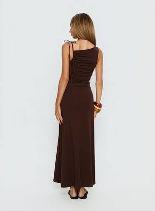 Lorinna Tie Shoulder Maxi Dress Brown