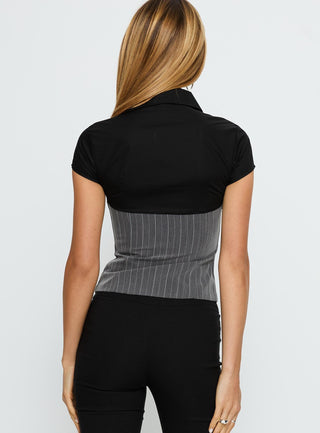 Bobette Corset Top Black  Grey