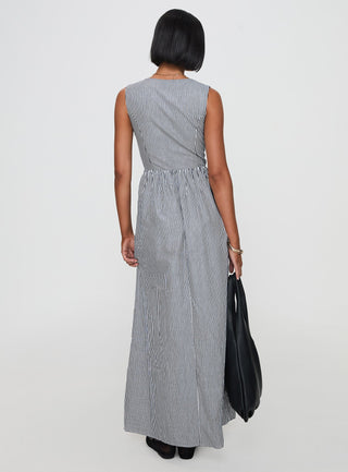 Pokey Maxi Dress Black  White Stripe