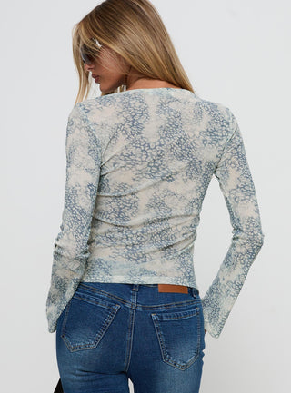 Let It Happen Boat Neck Long Sleeve Top Leopard