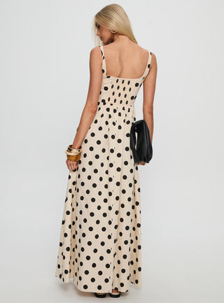 Cartmel Maxi Dress Cream  Polka Dot