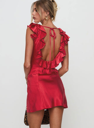 Butacup Frill Mini Dress Red