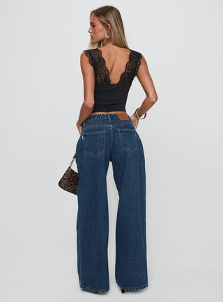 Ramos Low Rise Denim Jeans Dark Blue Wash