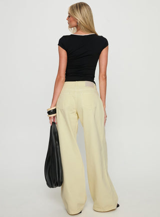 Ramos Low Rise Wide Leg Jeans Butter Lemon