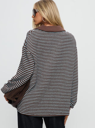 Rigbys Collared Jumper Brown  Blue Stripe