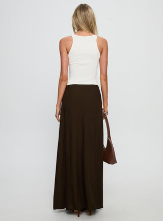 Keirah Contrast Wrap Maxi Skirt Chocolate  White