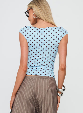 Cheirosa Off Shoulder Top Blue  Brown