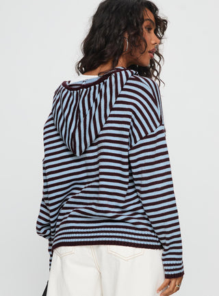 Brienna Zip Jacket Burgundy  Blue Stripe