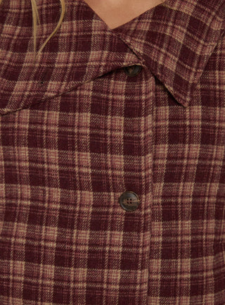 Navie Funnel Neck Jacket Red Check
