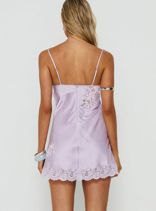 Aloura Spliced Lace Mini Dress Lilac