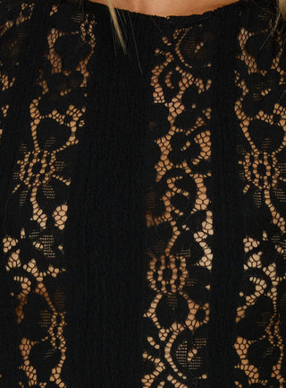 Laurenza Sheer Lace Maxi Dress Black