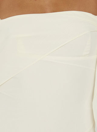 Massey Bust Draping Low Back Midi Dress Off White