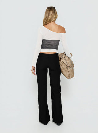 Jordanna Belted Straight Pants Black