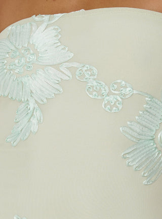 Maribeth Strapless Floral Maxi Dress Mint