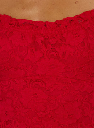 Pure Luck Lace Mini Dress Red