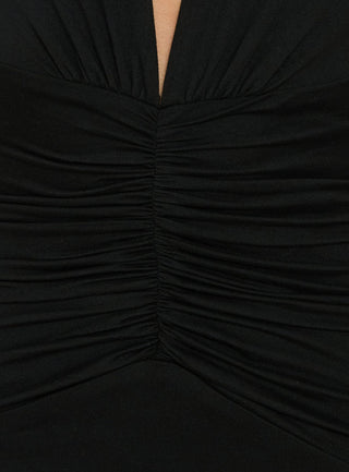 Kariee Plunge Neck Maxi Dress Black