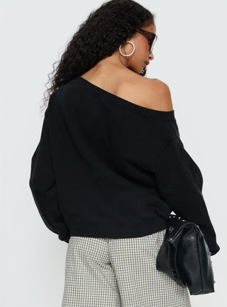 Wellness Off the Shoulder Jumper Washed Black