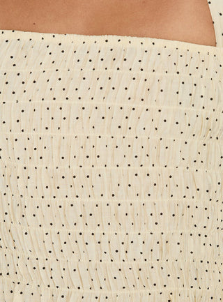 Almost Love Shirred Halter Top Butter Polka Dot