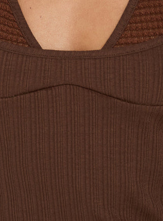 Odena Layered Sequin Cami Top Chocolate