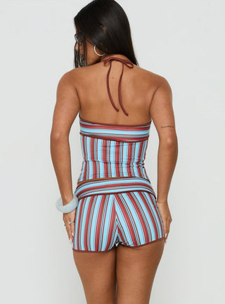Makira Shorts Brown / Blue Stripe