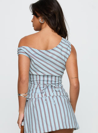 Del Rio Off The Shoulder Top Blue  Maroon