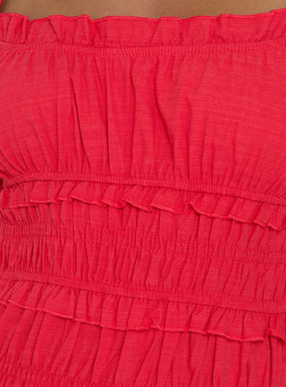 Rubiella Shirred Maxi Dress Red