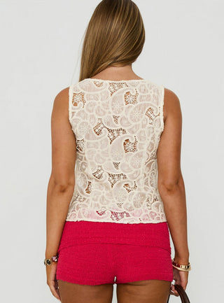 Arianna Woven Button Up Vest Top Cream