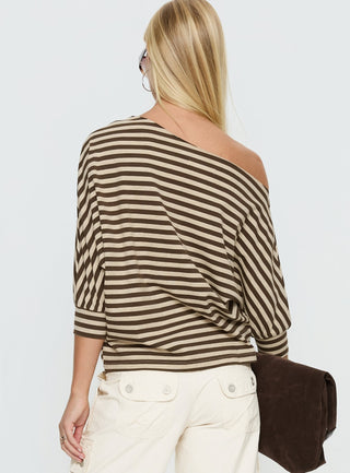Keyes 34 Sleeve Off Shoulder Top Multi Stripe