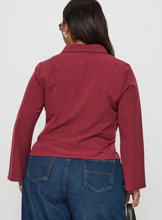 Anni Pinstripe Shirt Red Curve