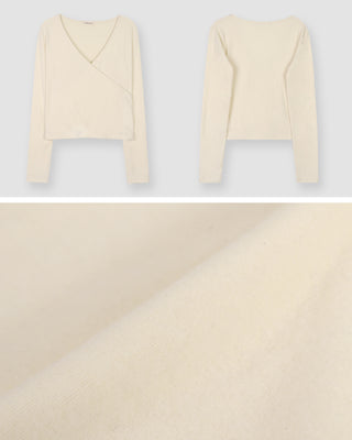 Slim-fit brushed-back wrap T-shirt - 4 colors