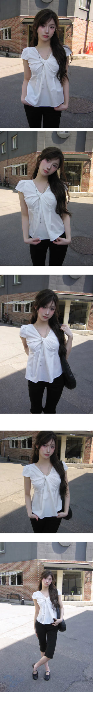Letter Short Sleeve Blouse - 3 colors