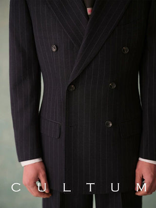 [CULTUM] 1930s Pinstripe Double-Breasted Peak Lapel Suit
