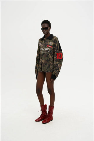 [MASONPRINCE] Camouflage Racing Knit Top