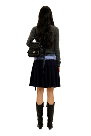[Moromoro2] Layered Hem Plaid Bow Slim Fit  Cardigan
