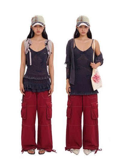 [Moromoro2] Knit Lace Sling Top