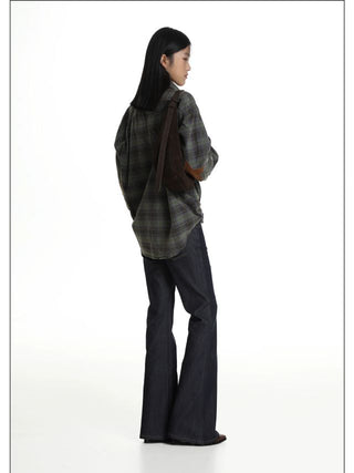MASONPRINCE Suede Elbow Patch Shirt