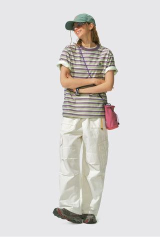 [Monterest] Waffle Knit Striped Logo T-Shirt
