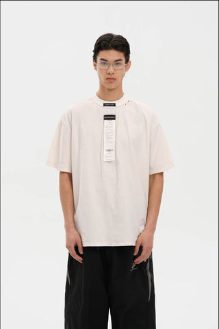 [MASONPRINCE] Receipt Tag Raw Edge Short Sleeve T-Shirt