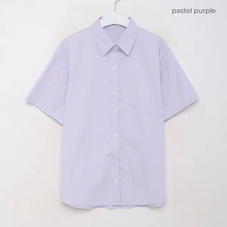 Cotton color short-sleeved shirt