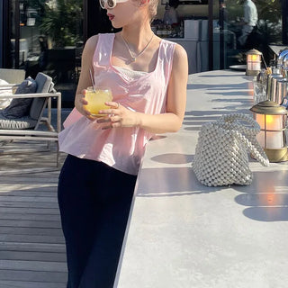 Shirred sleeveless blouse